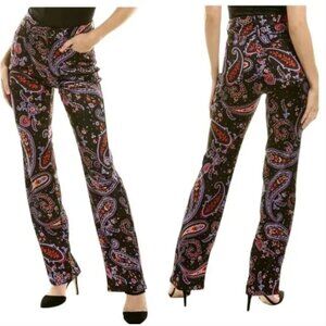 WeWoreWhat Danielle Bernstein Ankle Flair Paisley Black Retro Pants